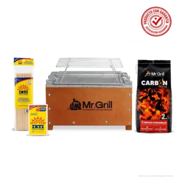 Caja China Mini S - Galvanizada | Parrilla de Varillas + Pack Inti + Carbón 2 Kg.