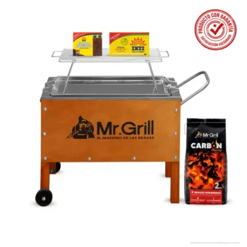 Caja China Mediana Junior - Galvanizada | Parrilla de Varillas + Pack Inti + Carbón 2 Kg.