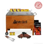 Caja China Grande - Galvanizada | Parrilla de Platinas + Mega Pack Inti + Pinza Pro + Guantes de Fuego + 2 Bolsas de Carbón